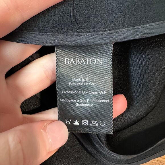 Aritzia Babaton Power Hip Blazer Open Front Ruched 3/4 Sleeve Jacket Crepe Black - Picture 13 of 15